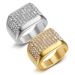 Trendy Nightclub Hip-Hop Stainless Steel Gold-Plated Full Diamond Men's Ring_ipsvogv.com