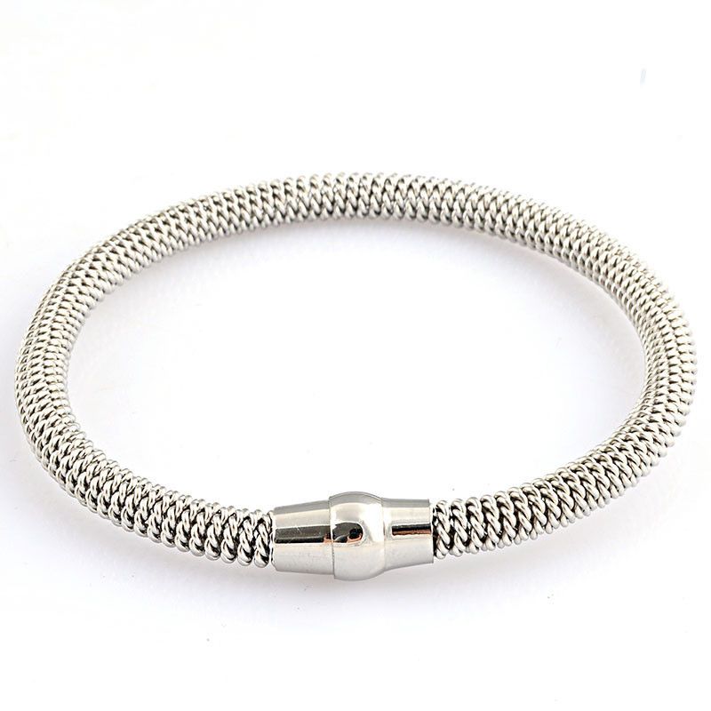 Stainless Steel Spring Cable Bracelet Elastic Magnet Buckle Jewelry Fashion Jewelry Bracelet Titanium Steel Jewelry_ipsvogv.com