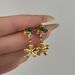Electroplated Titanium Steel Cute Korean Color Zircon Earrings_ipsvogv.com