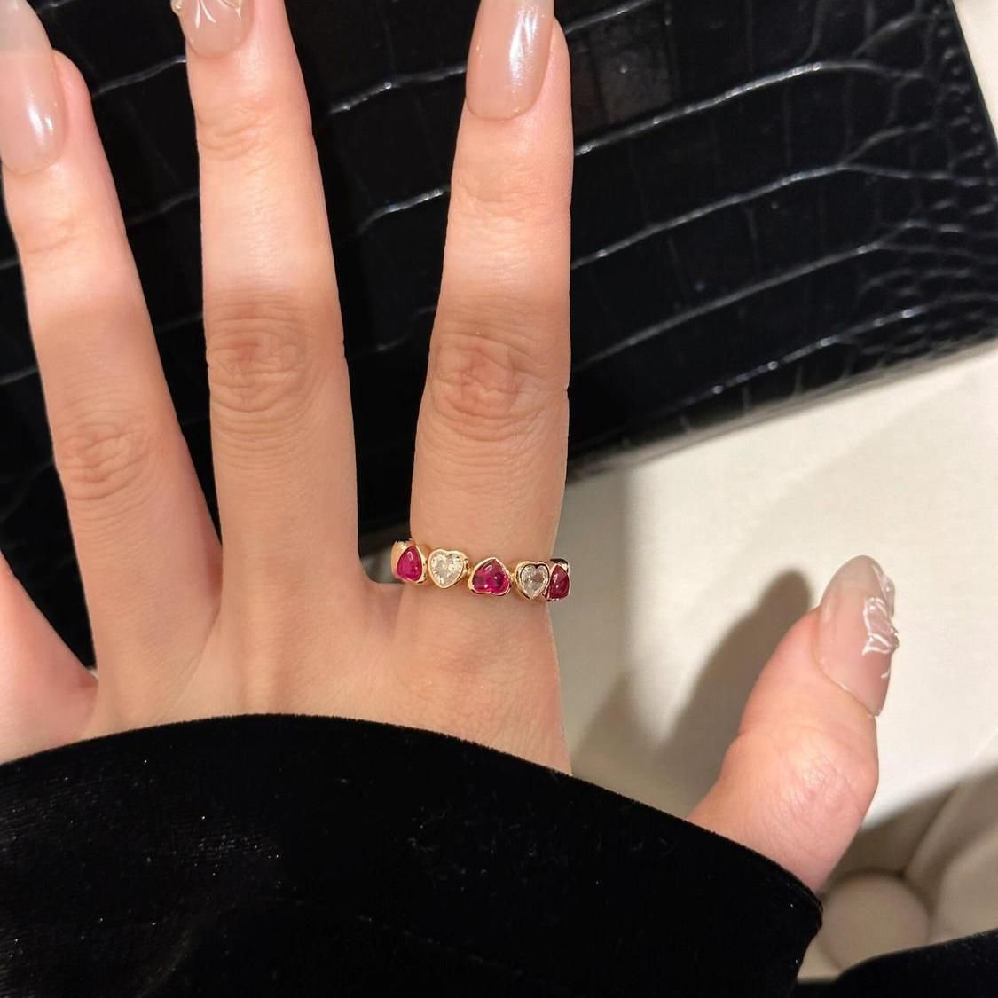 Luxury Versatile Premium China-Chic Popular Design Brushed Inlaid Pink Zircon Fashion Delicate Index Ring_ipsvogv.com