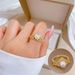【 Real Gold 】 Crown Pearl Thread Hollow with Adjustable Opening, Simple Handmade Ring, Couple's Pair Ring_ipsvogv.com