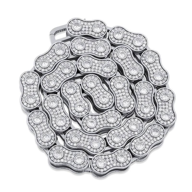 Hip Hop Full Dia Bicycle Chain Necklace Bracelet Men And Women Trendy Rap Accessories Real Platinum Electroplating_ipsvogv.com