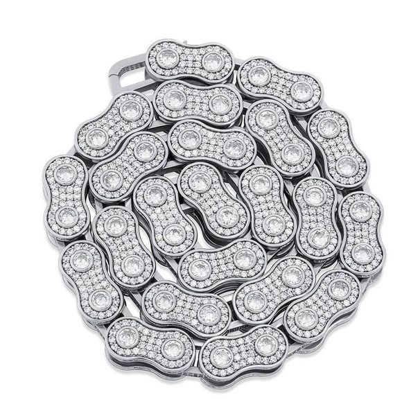Hip Hop Full Dia Bicycle Chain Necklace Bracelet Men And Women Trendy Rap Accessories Real Platinum Electroplating_ipsvogv.com