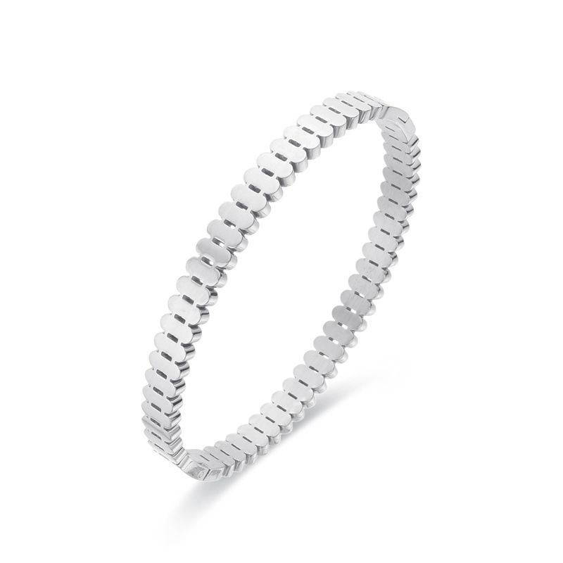 Bangles Titanium Steel Tank Pattern Simple Bracelet Stainless Steel Plated Light Luxury Buckle Bracelet Female_ipsvogv.com