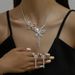 Women’s Jewelry Set Fashion Exaggerated Personality Diamond Bow Necklace Earrings Hand Chain Jewelry Set Personality Necklace Full Of Diamonds_ipsvogv.com