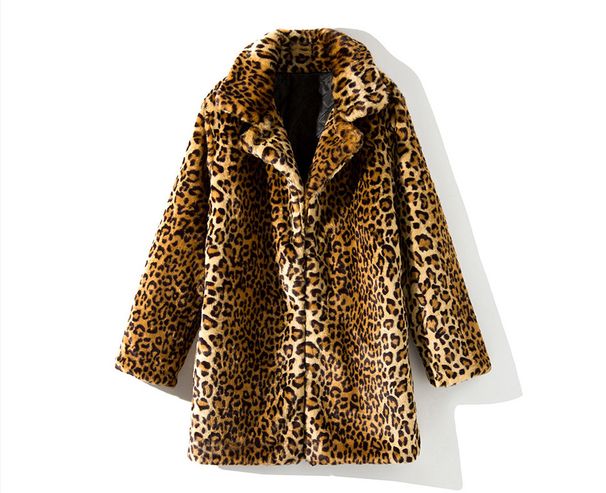 Women's fur coat women's mid-length suit collar sexy leopard print coat_ipsvogv.com