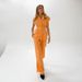 Women's Clothing Versatile vitality orange cotton and linen commuting street style sleeveless lace-up vest wide-leg pants suit_ipsvogv.com