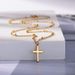 Women's Jewelry K Gold Plated Cross Pendant Necklace Fashionable Simple Bead Necklace_ipsvogv.com