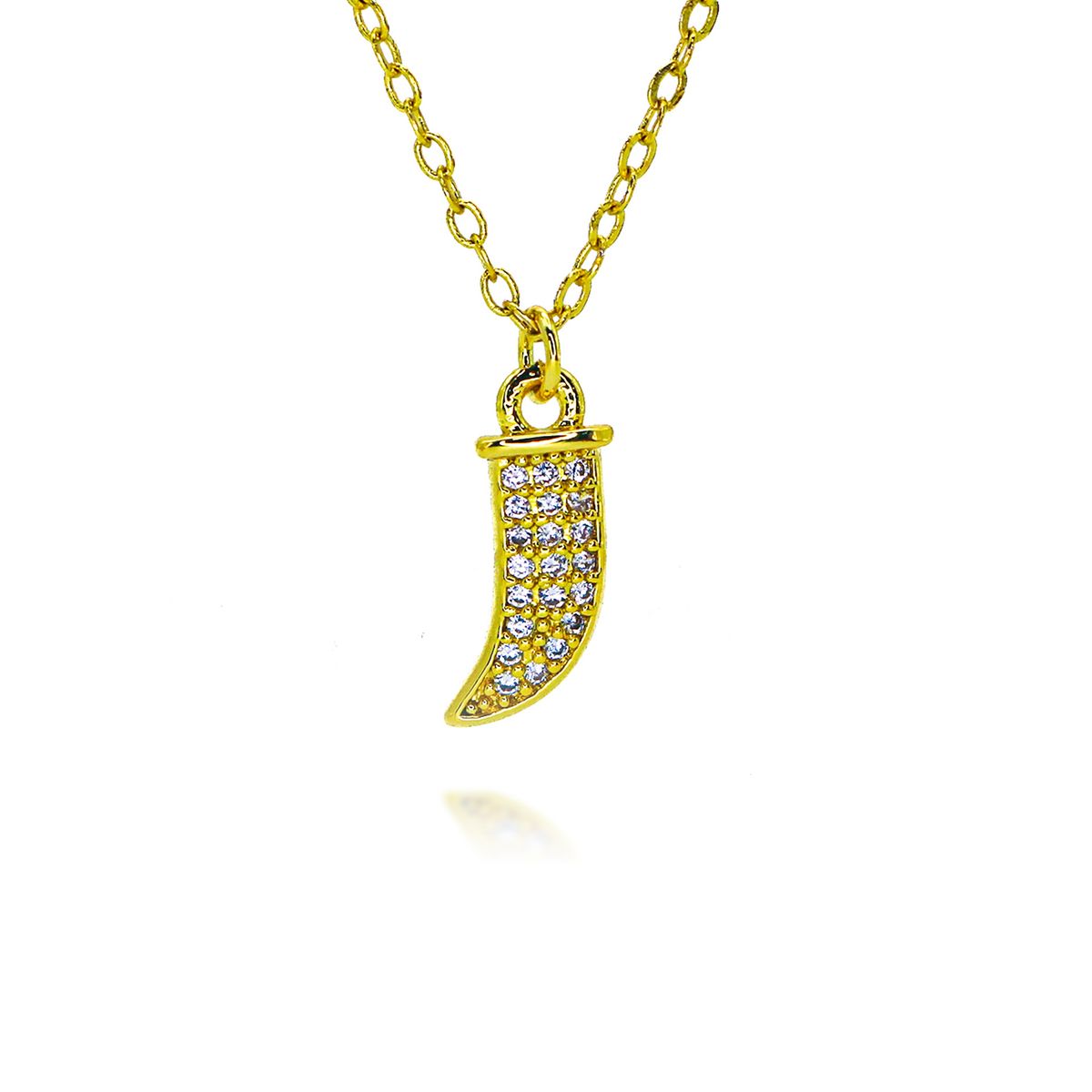 Ins Temperament Personality Wolf Tooth Pendant Necklace Clavicle Chain Copper Plated Gold Pendant Necklace_ipsvogv.com