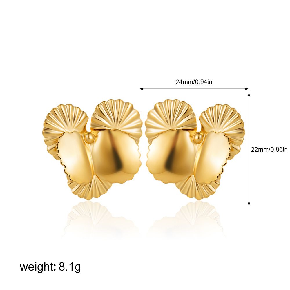 Unisex Retro Petal Earrings High End Niche Novel Design Irregular Fold Earrings_ipsvogv.com