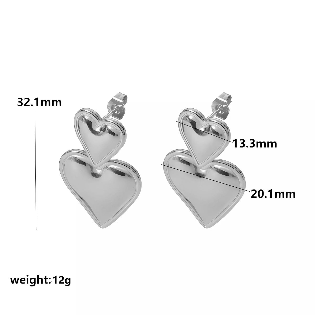 Unisex Fashionable Niche INS Titanium Vintage Large And Small Peach Heart Gold Earrings_ipsvogv.com
