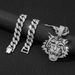 Alloy three dimensional full diamond tiger pendant Cuban necklace men's hip hop cool niche tiger jewelry_ipsvogv.com