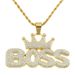Cool hip-hop full diamond crown letter necklace trendy personality exaggerated long accessory pendant_ipsvogv.com