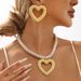 12154 Creative Personalized Alloy Shell Love Pendant Necklace Earring Set Summer Ocean Style Jewelry_ipsvogv.com