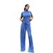 Women's Clothing slim T-shirt high waist blue pleated mopping pants casual _ipsvogv.com