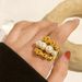 Exaggerated High-end Style Multi-layer Bead Stainless Steel With Feminine Temperament And Pearl Inlaid Ring For Women_ipsvogv.com