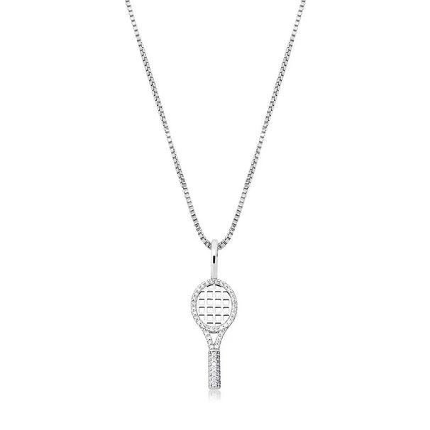 Silver Tennis Racket Pendant Full Zircon Women's Hip-Hop Personality Necklace Jewelry_ipsvogv.com