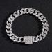 Unisex Hip Hop Alloy Bracelet 12mm Single Row Diamond Full Diamond Men's Flip Buckle Hip Hop Cuban Chain Bracelet_ipsvogv.com