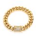 Unisex Trendy Stainless Steel Cuban Chain Hip Hop Bracelet Double Sided Diamond Buckle Round Grinding Encryption Titanium Steel Men's Bracelet_ipsvogv.com