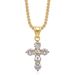 Fashion New Trend Jewelry Titanium Steel Inlaid With 3A Zircon Korean Style Crystal Clear Fat Cross Pendant_ipsvogv.com