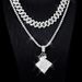 Hip hop alloy full diamond crown diamond high quality fashion necklace set Cuban chain tennis_ipsvogv.com