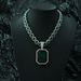 Men’s Jewelry Set Fashion Hot Selling Colored Gemstone Alloy Large Pendant With Colored Gemstone Cuban Necklace Hip Hop Cool Necklace_ipsvogv.com