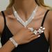 popular atmospheric rhinestone silver plated bridal jewelry necklace bracelet elastic ring suit dress_ipsvogv.com