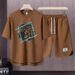 Men's Clothing 2024 Waffle Casual Summer Suit Loose Teen Short sleeved T shirt Shorts Handsome Two piece Suit_ipsvogv.com