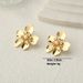 Design Sense Gold Simple Three-Dimensional Rose Flower Stud Earrings Jewelry_ipsvogv.com