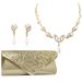 Water drop pearl necklace Korean version of the fashion jewelry set earrings necklace evening bag 3 pieces_ipsvogv.com