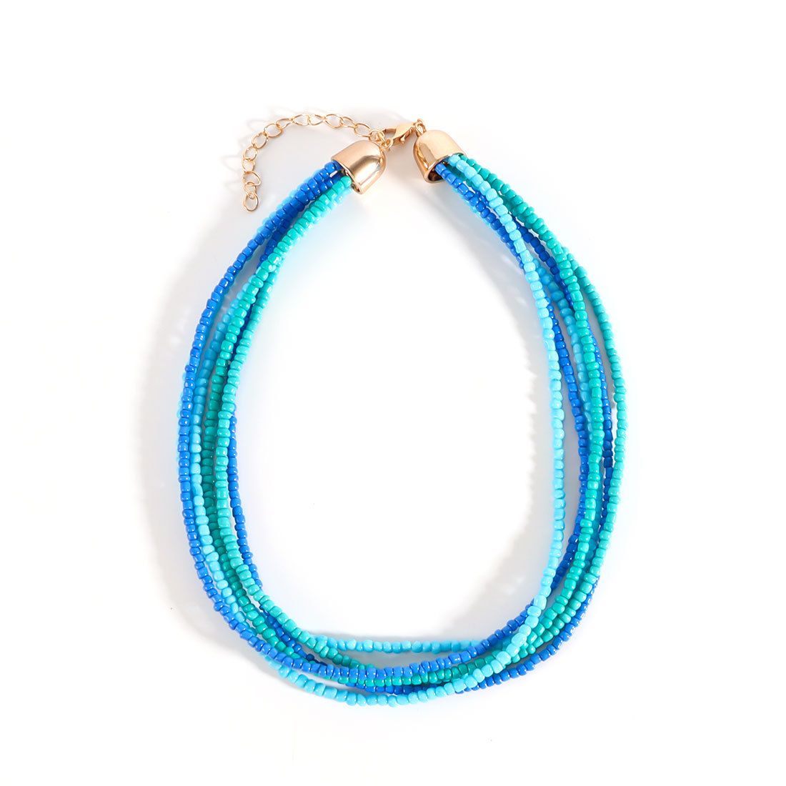 Fashion Ethnic Style Multi Layer Rice Bead Necklace Mixed Color Short Style Temperament Versatile Clavicle Chain Necklace_ipsvogv.com