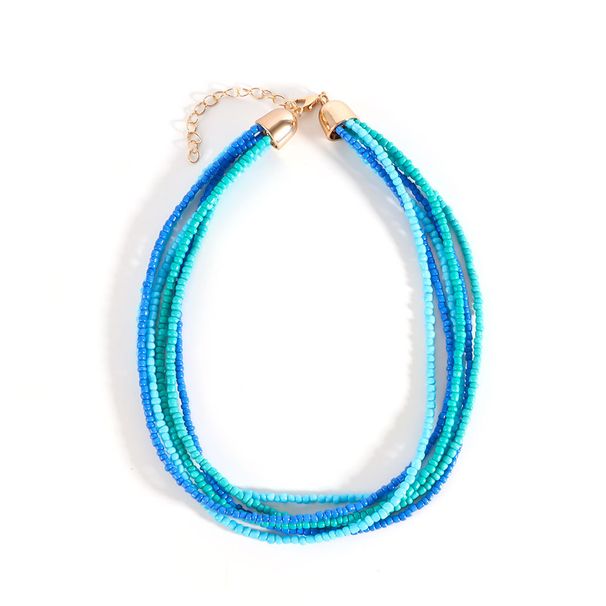 Fashion Ethnic Style Multi Layer Rice Bead Necklace Mixed Color Short Style Temperament Versatile Clavicle Chain Necklace_ipsvogv.com