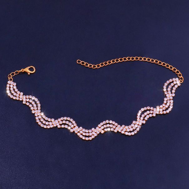 Jewelry Micro-inlay Twisted Wave Anklet Women's Multi-layer Sexy Rhinestone Beach Anklet_ipsvogv.com