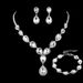 2021 Hot Sale High-End Crystal Rhinestone Jewelry Bride Wedding Necklace Earrings Bracelet Three-Piece Set_ipsvogv.com