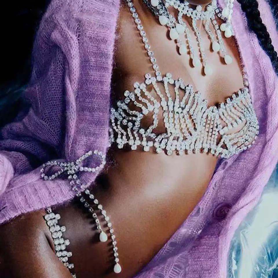 ins Blogger With Bikini Breast Chain, European And American Sexy Rhinestone Body Chain Accessories Women's Body Chain_ipsvogv.com