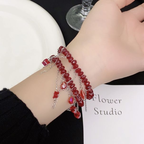 Sweet, Cool, Spic Girl Red Crstal Tassel Bracelet For Women, With A Niche Design And Beaded Luxur, Versatile_ipsvogv.com