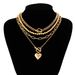 ins style simple beaded necklace set women's sweet and cool geometric OT buckle short love necklace accessories_ipsvogv.com