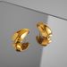 Retro Plated Titanium Steel Irregular Melon Seed Hollow Earrings_ipsvogv.com