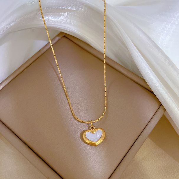 【 Whole Body Titanium Steel 】 Love Fritillaria Minimalist Gold Necklace In The Furnace For Women's Ins Mesh Red_ipsvogv.com