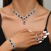 Fashion Pink Blue And Red Rhinestone Necklace Earrings Bracelet Set Hot Selling Full Diamond Three Piece Set_ipsvogv.com