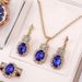 Water drop rhinestone necklace earrings bracelet ring suit high-end bridal jewelry_ipsvogv.com