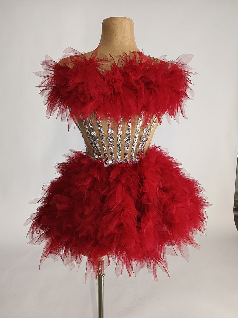 Women's Clothing lace rhinestone waisted tutu skirt cute sweet evening dress stage short skirt _ipsvogv.com