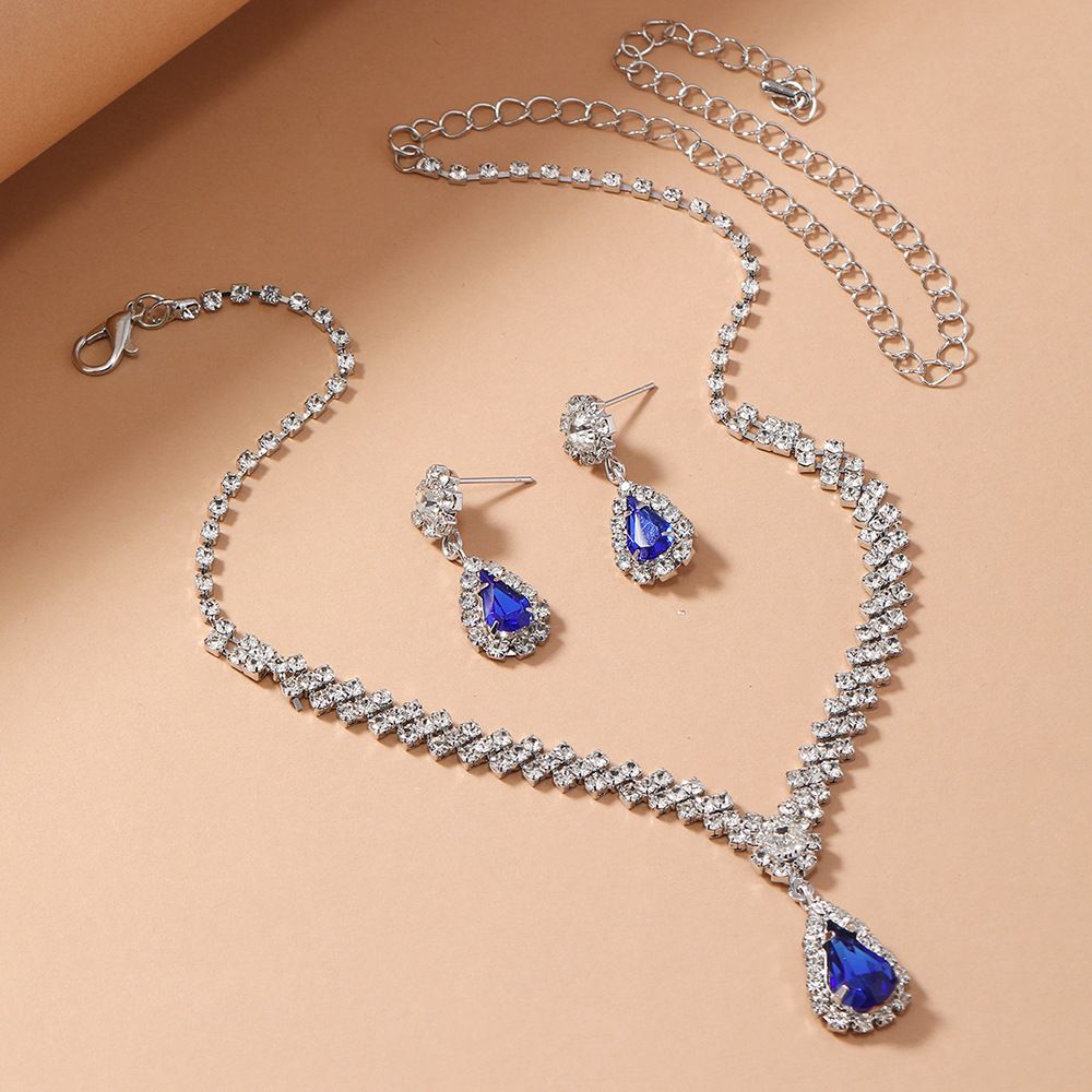 Jewelry Set Water Drop Wedding Necklace Earrings Bracelet Ring Simple Party Wear For Women_ipsvogv.com