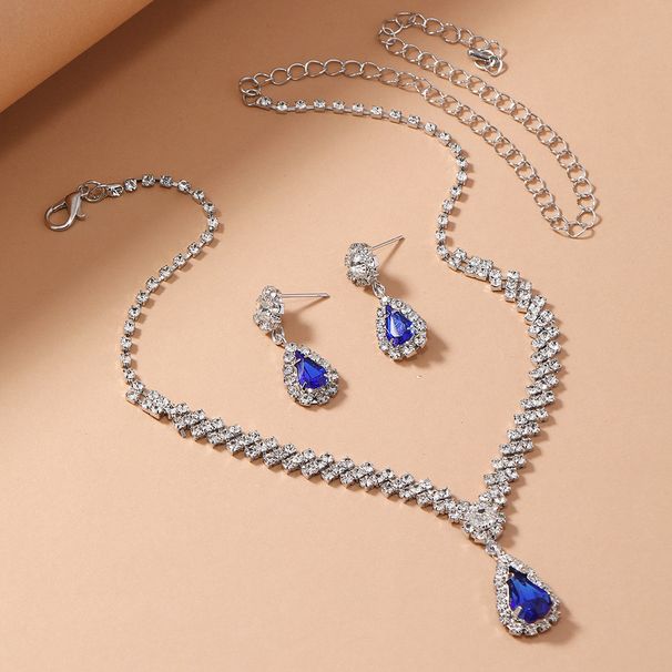 Jewelry Set Water Drop Wedding Necklace Earrings Bracelet Ring Simple Party Wear For Women_ipsvogv.com