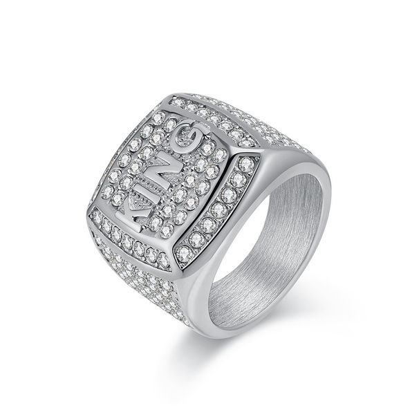HIPHOP titanium steel King ring plated with K gold and diamond domineering trendy brand full diamond niche personality ring_ipsvogv.com