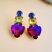 New colored diamond geometric heart shaped alloy diamond earrings Fashionable personality super flash earrings_ipsvogv.com