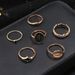 Japanese Korean Creative Small Fresh Sculptured Eyes, Love Drops, Oil And Diamond 6-piece Joint Ring Set For Women_ipsvogv.com