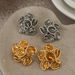 French Style Light Luxury For Women, Niche Design Gold Lotus Leaf Pearl Earrings_ipsvogv.com