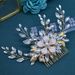 Bride Handmade Elegant Bridal Hair Comb With Crystal Leaves And Flowers - Handcrafted Wedding Hair Accessory For Women, Silver And Gold_ipsvogv.com