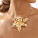 12141 Summer New Alloy Flower Collar ZA Same Style Women's Trendy Exaggerated Necklace_ipsvogv.com